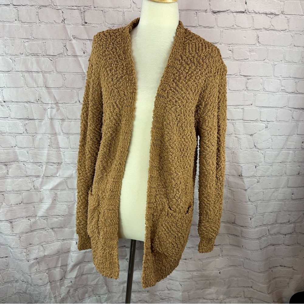 NWT zenana Boutique Deep camel open front popcorn cardigan sweater sz S - Picture 4 of 10